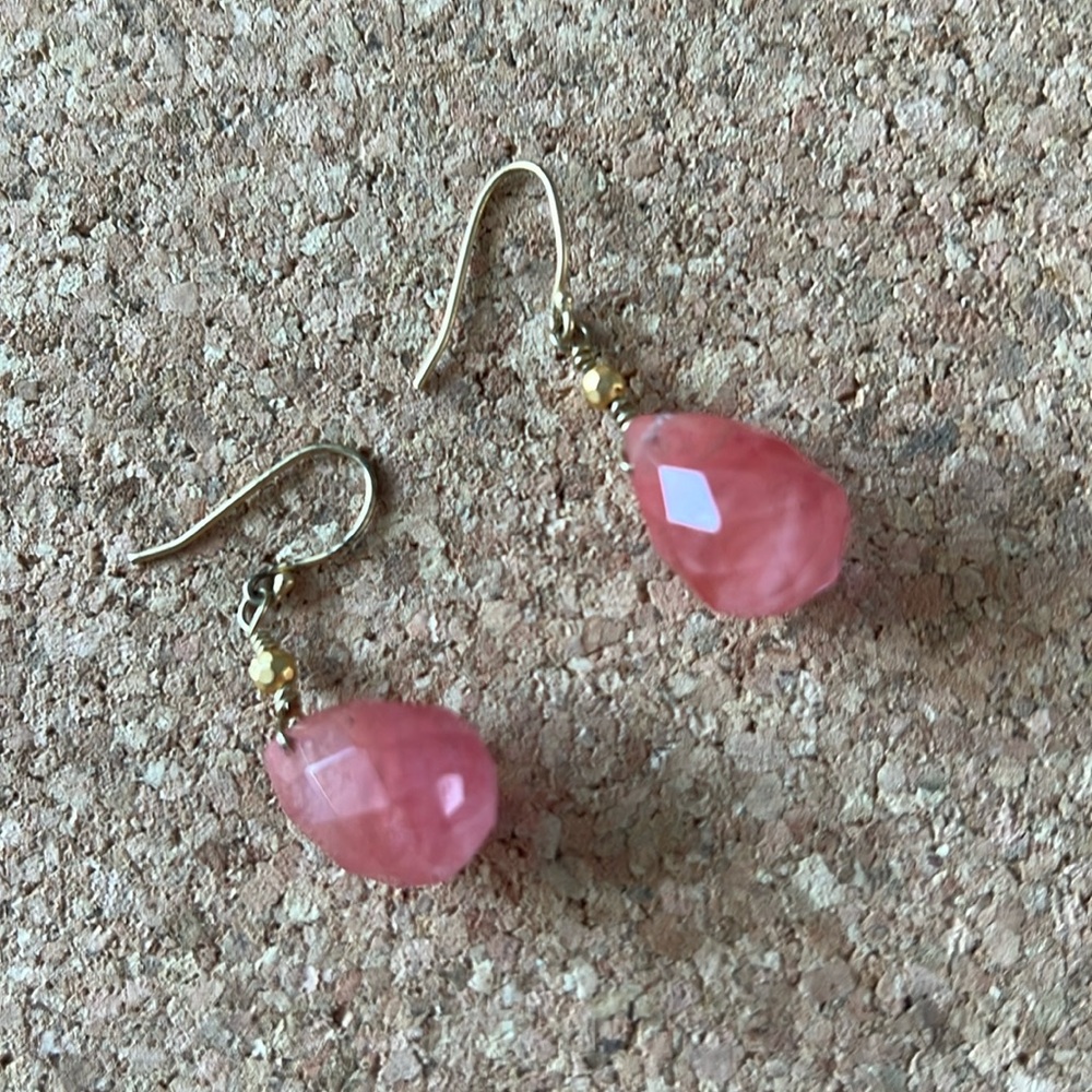 Pink Stone Like Drop Earrings